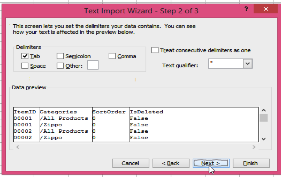 mac excel text import wizard column data format