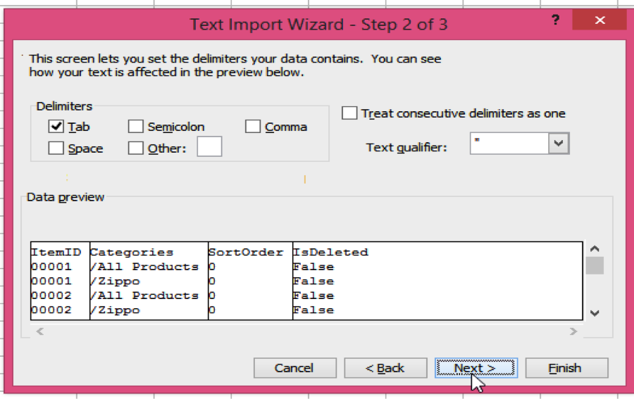 Txt файл программа. Import Wizard Table в excel.